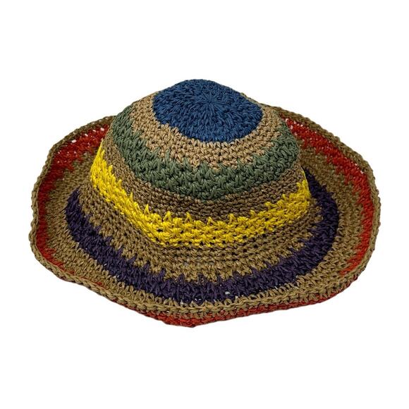 Multicolor adjustable paper straw summer hat one size - Picture 5 of 7